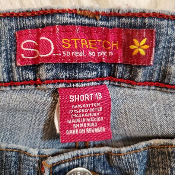 VTG Y2K SO Womens Jeans Size 13S Short Faded Blue Mid Rise Boot Cut Stretch - Picture 7 of 9